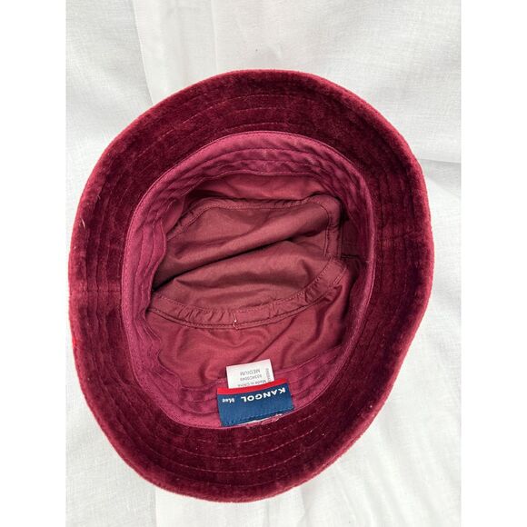 Kangol Burgundy Velvet Bucket Hat Classic Retro 90s Style Casual Streetwear - Picture 7 of 7